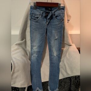 1822 Denim Light Blue Distressed Skinny Jeans